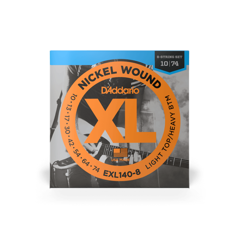 Набор струн D'ADDARIO EXL140-8 XL NICKEL WOUND LIGHT TOP / HEAVY BOTTOM 8-STRING (10-74)